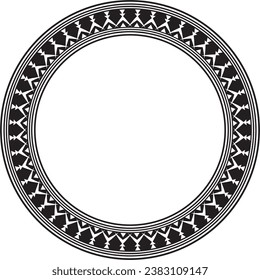 Vector monochrome black round Yakut ornament. Endless circle, border, frame of the northern peoples of the Far East.
