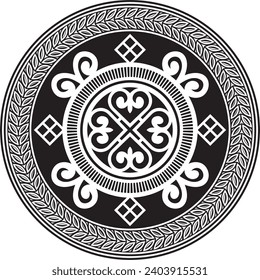 Ornamento de Yakut redondo negro monocromo vectorial. Círculo infinito, frontera, marco de los pueblos del norte del Lejano Oriente.