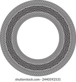 Vector monochrome black round Yakut ornament. Endless circle, border, frame of the northern peoples of the Far East.