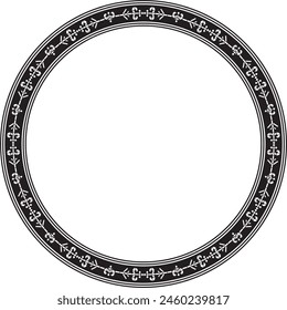 Vector monochrome black round Yakut ornament. Endless circle, border, frame of the northern peoples of the Far East.