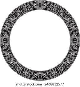 Vector monochrome black round Yakut ornament. Endless circle, border, frame of the northern peoples of the Far East.