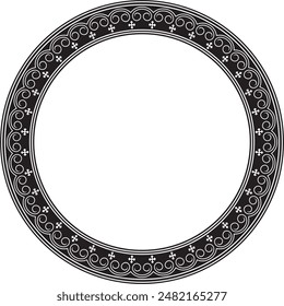 Vector monochrome black round Yakut ornament. Endless circle, border, frame of the northern peoples of the Far East.