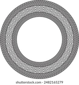 Vector monochrome black round Yakut ornament. Endless circle, border, frame of the northern peoples of the Far East.