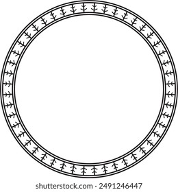 Vector monochrome black round Yakut ornament. Endless circle, border, frame of the northern peoples of the Far East.