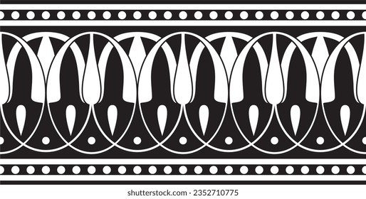Vector monochrome black seamless classical Greek meander ornament. Pattern of ancient Greece. Border, frame of the Roman Empire.
