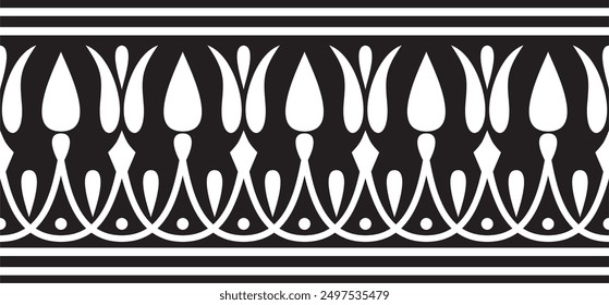 Vector monochrome black seamless classical Greek meander ornament. Pattern of ancient Greece. Border, frame of the Roman Empire.
