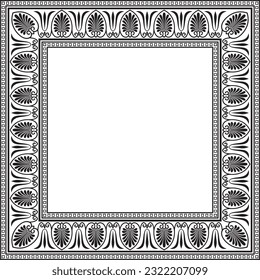 Vector monochrome black square classic greek ornament. European ornament. Border, frame Ancient Greece, Roman Empire.
