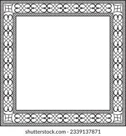 Vector monochrome black square classic renaissance ornament. Endless european border, revival style frame.
