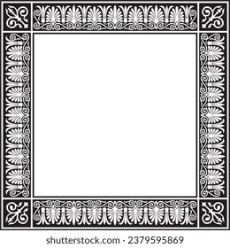 Ornamento vectorial monocromo cuadrado negro clásico gris. Ornamento europeo. Frontera, encuadrando la Antigua Grecia, Imperio Romano.
