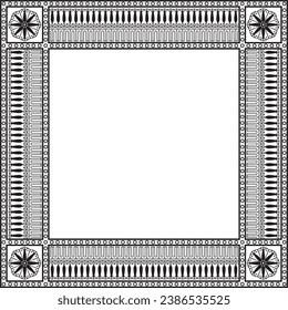 Vector monochrome black square classic greek meander ornament. Pattern of ancient Greece. Border, frame of the Roman Empire.
