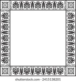 Vector monochrome black square classic greek ornament. European ornament. Border, frame Ancient Greece, Roman Empire.
