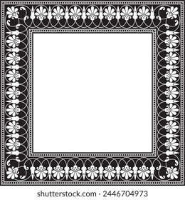 Vector monochrome black square classic greek meander ornament. Pattern of ancient Greece. Border, frame of the Roman Empire.
