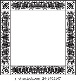 Vector monochrome black square classic greek ornament. European ornament. Border, frame Ancient Greece, Roman Empire.
