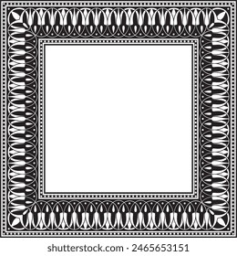 Vector monochrome black square classic greek meander ornament. Pattern of ancient Greece. Border, frame of the Roman Empire.
