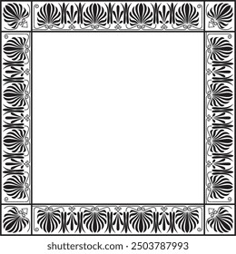 Vector monochrome black square classic greek ornament. European ornament. Border, frame Ancient Greece, Roman Empire.
