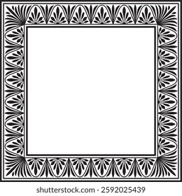 Vector monochrome black square classic greek meander ornament. Pattern of ancient Greece. Border, frame of the Roman Empire.
