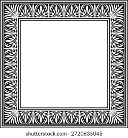 Vetor monocromático quadrado preto clássico grego meander ornamento. Padrão da Grécia antiga. Border, quadro do Império Romano.
