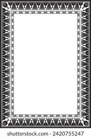 Vector monochrome black square Egyptian ornament. Endless Rectangle, Ring of Ancient Egypt. Geometric African frame.
