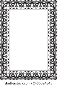 Vector monochrome black square Egyptian ornament. Endless Rectangle, Ring of Ancient Egypt. Geometric African frame.
