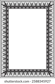 Vector monochrome black square Egyptian ornament. Endless Rectangle, Ring of Ancient Egypt. Geometric African frame.
