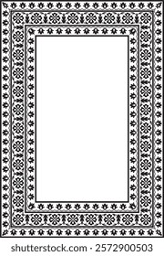 Vector monochrome black square turkish national ornament. Ottoman border, frame. Ethnic floral rectangle, Seljuk Turks pattern. Decoration of the Sultan's palaces.
