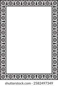 Vector monochrome black square turkish national ornament. Ottoman border, frame. Ethnic floral rectangle, Seljuk Turks pattern. Decoration of the Sultan's palaces.
