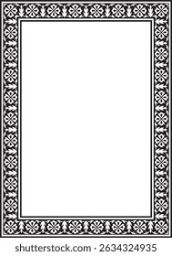 Vektor monochrome schwarze quadratische türkische nationale Ornament. Osmanische Grenze, Rahmen. Ethnische florale Rechteck, Seljuk Türken Muster. Dekoration der Paläste des Sultans.
