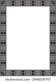 Vector monochrome black square Yakut ornament. An endless rectangular border, a frame of the northern peoples of the Far East.