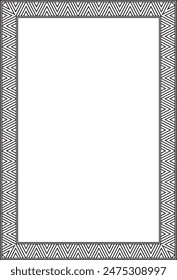 Vector monochrome black square Yakut ornament. An endless rectangular border, a frame of the northern peoples of the Far East.