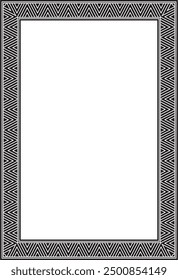 Vector monochrome black square Yakut ornament. An endless rectangular border, a frame of the northern peoples of the Far East.