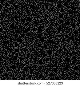 Vector monochrome black & white seamless pattern, dotted line spots. Dark abstract endless texture, camouflage background. Design element for fabric, prints, cloth, textile, wrapping, cover, card