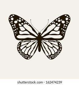 Vector monochrome butterfly. Stylish element for design. Cute isolated moth