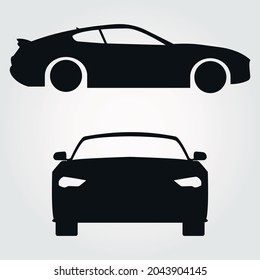 Icono de coche monocromo vector en fondo blanco