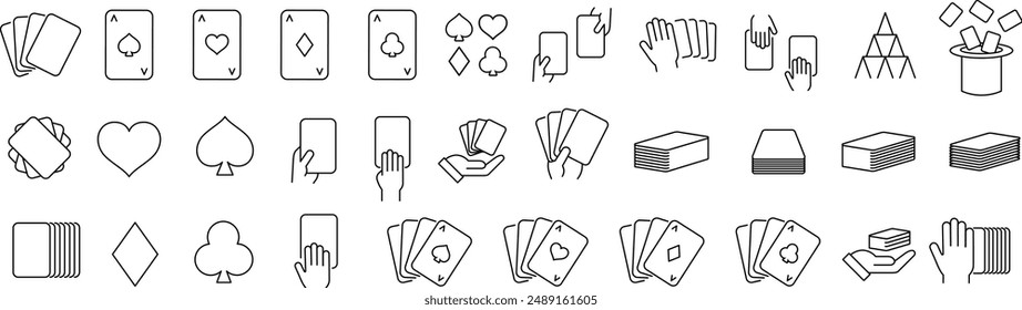 
Vector Monochrome Card-Related Line Art Icon Set