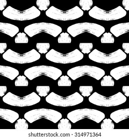Vector monochrome chain seamless pattern. Stylish black and white chevron print. Knitting ornament.