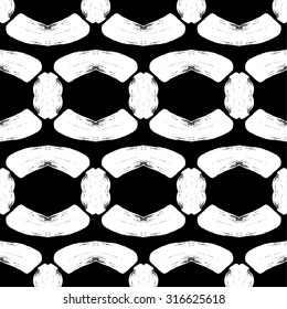 Vector monochrome chain seamless pattern. Stylish black and white chevron print. Knitting ornament.