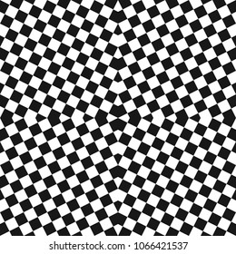 Vector monochrome checkered seamless pattern. Black and white staggered squares, repeat tiles. Optical art texture. Modern abstract geometric background. Design for decoration, textile, covers, prints