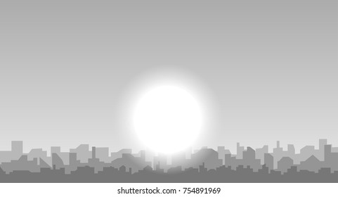 vector monochrome cityscape illustration