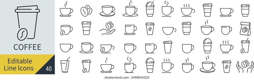 Vector Monochrome Coffee Icon Set