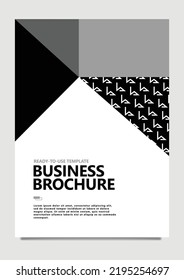 Vector monochrome colored business brochure with line pattern within a triangle. Suitable for annual report, catalog, template, company profile, document holder, poster, and booklet.