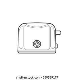 vector monochrome contour electric toaster isolated black outline illustration on white background
