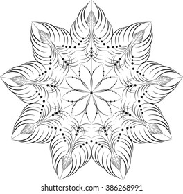 Vector monochrome contour mandala