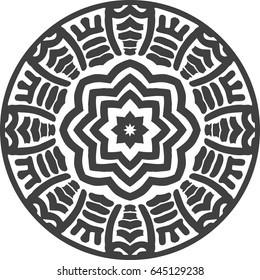 Vector monochrome contour mandala, hand drawn design element
