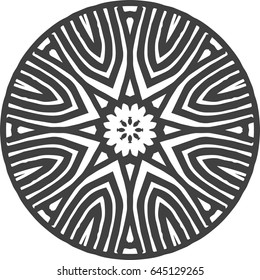 Vector monochrome contour mandala, hand drawn design element
