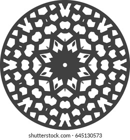 Vector monochrome contour mandala, hand drawn design element