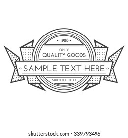 vector monochrome contour retro ribbons dotted gradients banner template isolated black outline illustration on white background