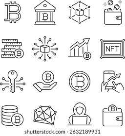 Vector Monochrome Cryptocurrency Icon Set