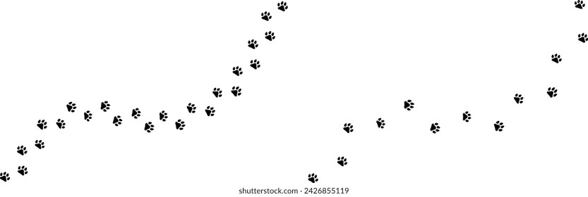 Vector Monochrome Cute Animal Footprint Line Set