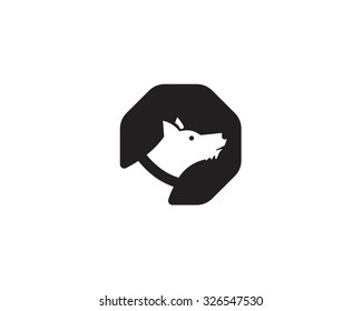 Vector monochrome dog logo in a simple style.