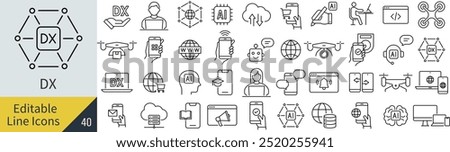 Vector Monochrome DX Line Art Icon Set
